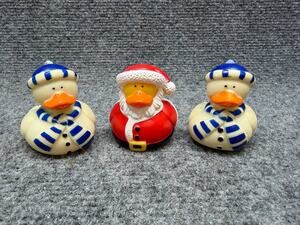 Rubber Duck Set of 3 Christmas Santa Snowman Winter Bath Toy